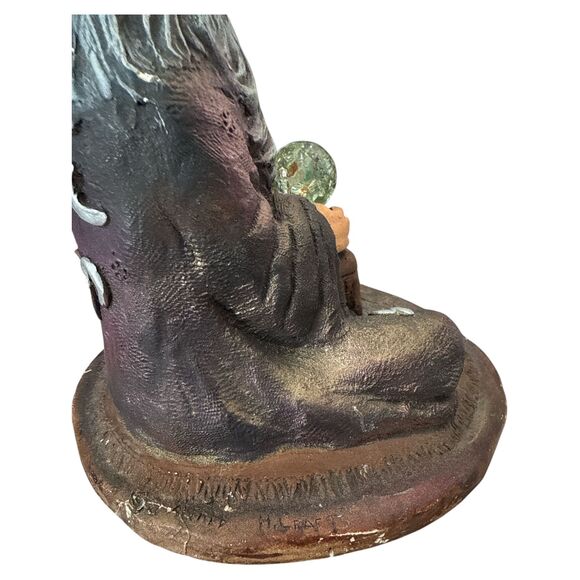 Fantasy Wizard Gnome Figurine “H. Craft” Signed Owl Crystal Ball Decor - Picture 7 of 12